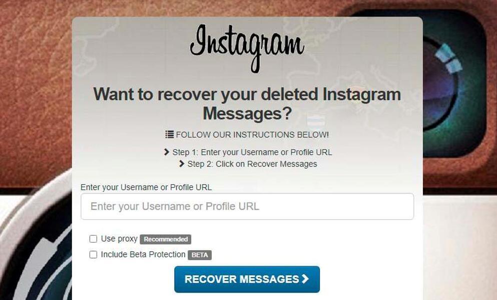 Recovering Deleted Instagram Direct Messages Online - Step 1